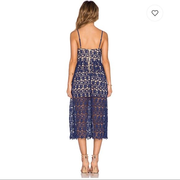 Toby Heart Ginger x LOVE indie ~Navy Bella Crochet Lace Midi Dress size Small - Picture 14 of 14